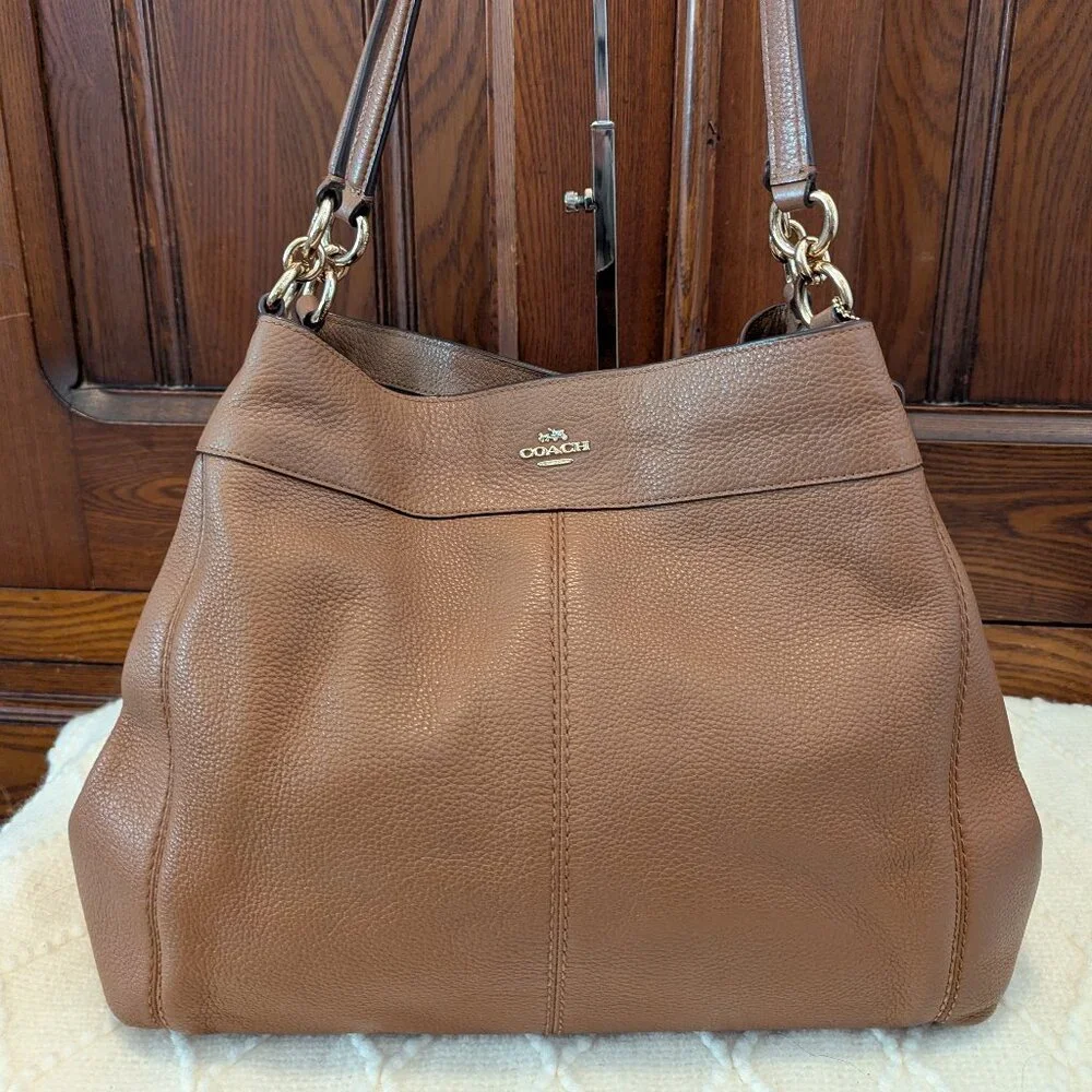 Coach Lexi pebble leather shoulder bag F57545 in mocha - Picture 1 of 15